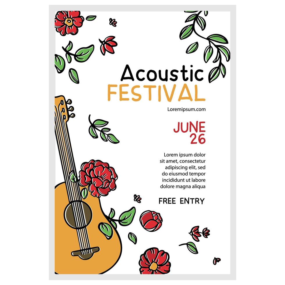 acoustique bannière la musique Festival affiche avec invitation texte vecteur