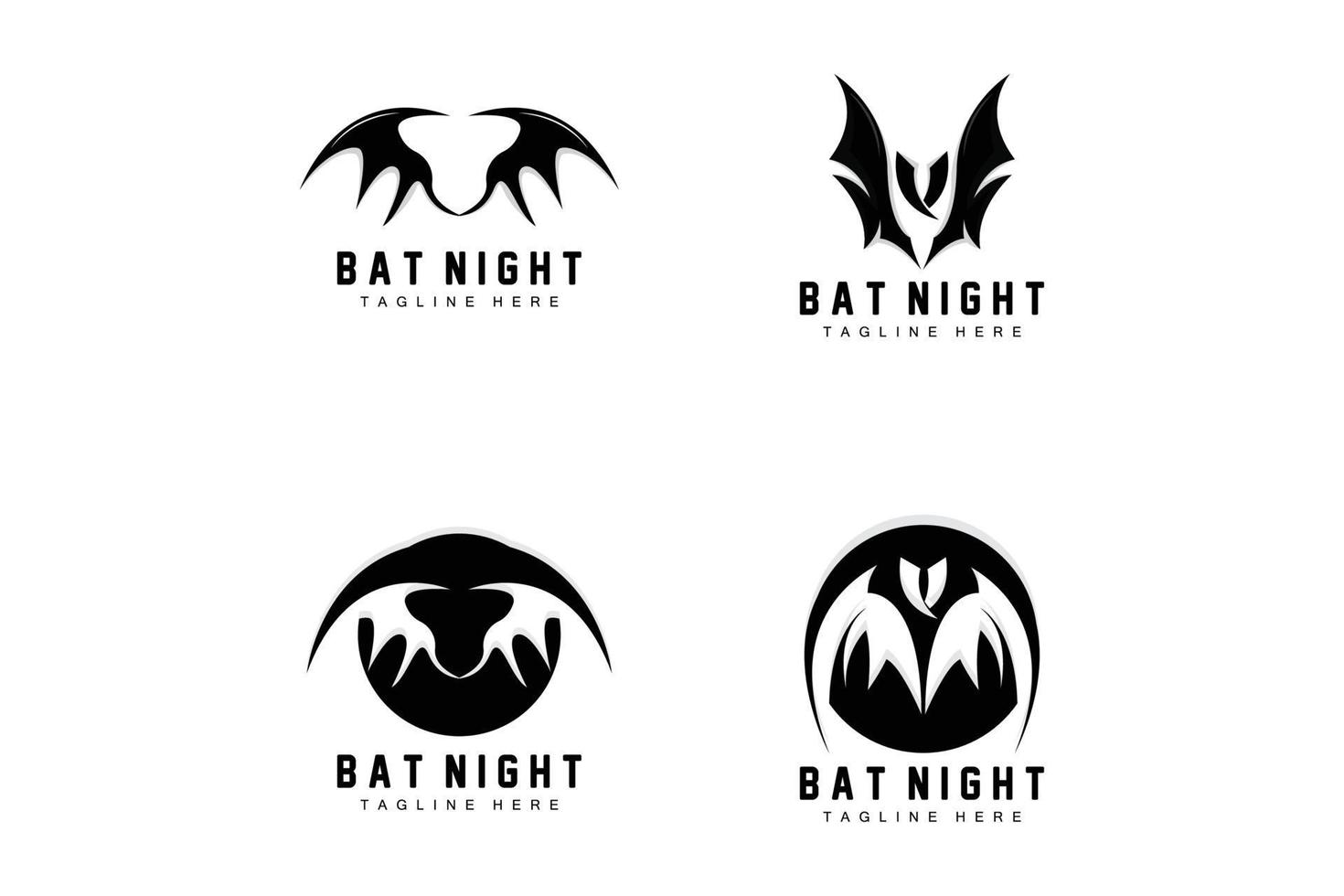 logo de chauve-souris, icône d'animal volant de nuit, vecteur d'entreprise, modèle d'halloween