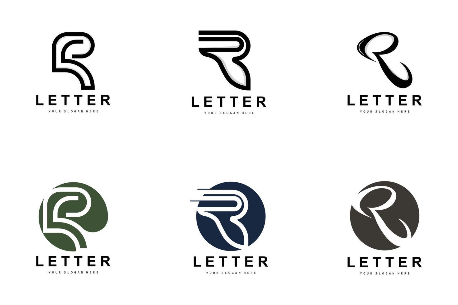 logo de lettre r, symbole de l'alphabet vectoriel, conception de logos de marque avec lettre initiale vecteur