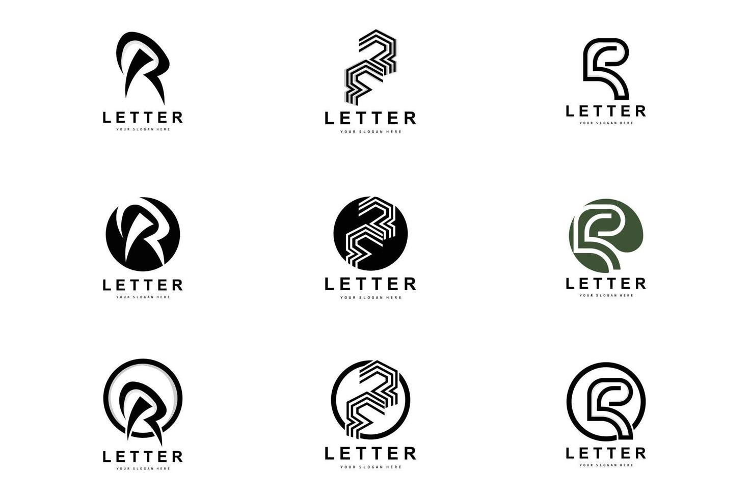 logo de lettre r, symbole de l'alphabet vectoriel, conception de logos de marque avec lettre initiale vecteur