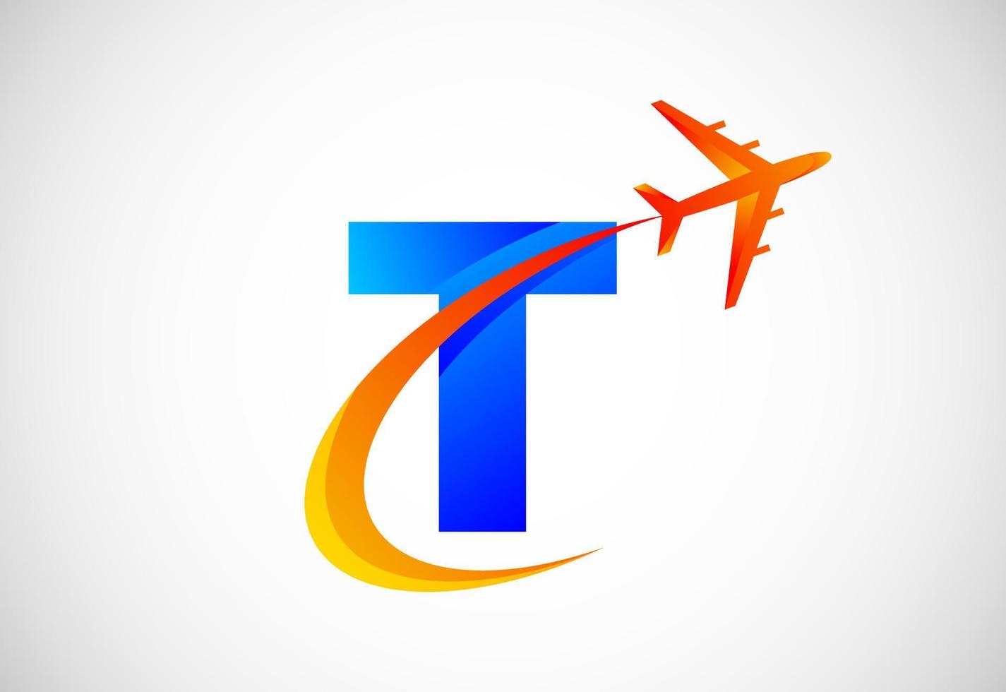 initiale t alphabet avec une swoosh et avion logo conception. adapté pour Voyage entreprises ou affaires vecteur