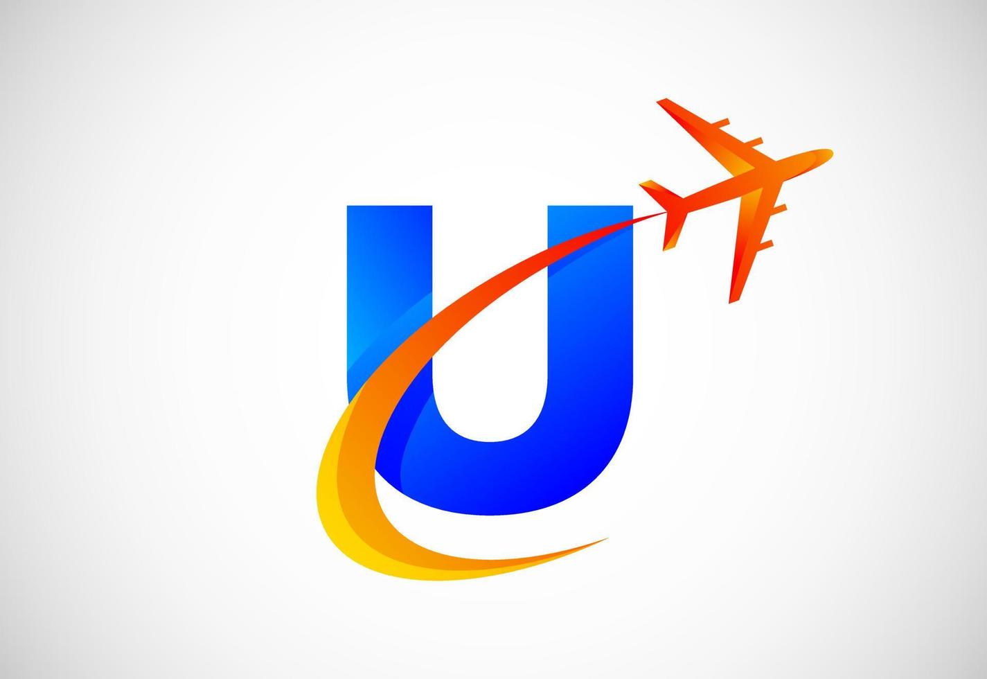 initiale u alphabet avec une swoosh et avion logo conception. adapté pour Voyage entreprises ou affaires vecteur