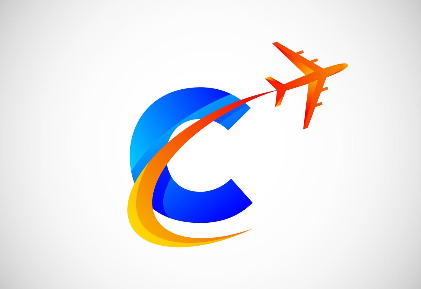 initiale c alphabet avec une swoosh et avion logo conception. adapté pour Voyage entreprises ou affaires vecteur