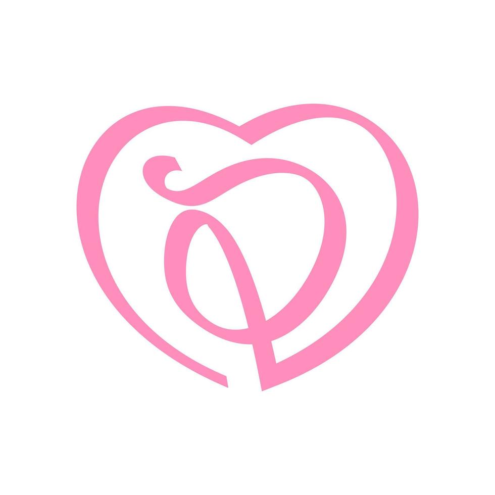 initiale q l'amour ruban logo vecteur