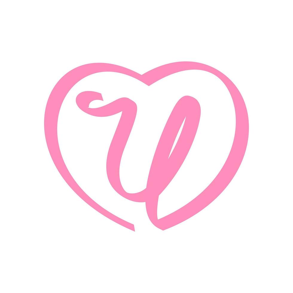 initiale u l'amour ruban logo vecteur