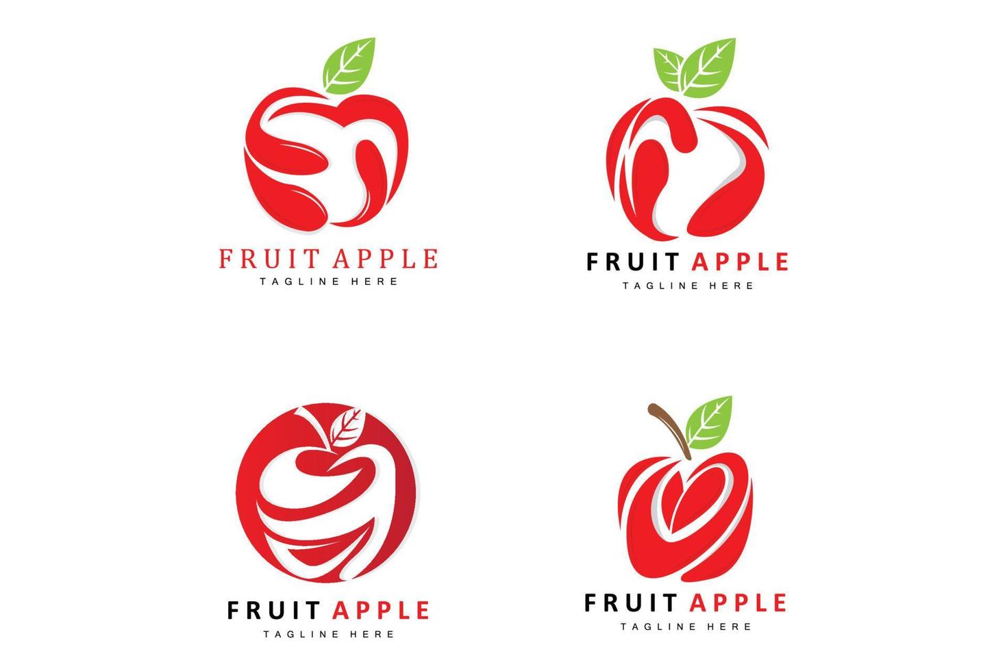 création de logo de pomme de fruits, vecteur de fruits rouges, avec style abstrait, illustration d'étiquette de marque de produit