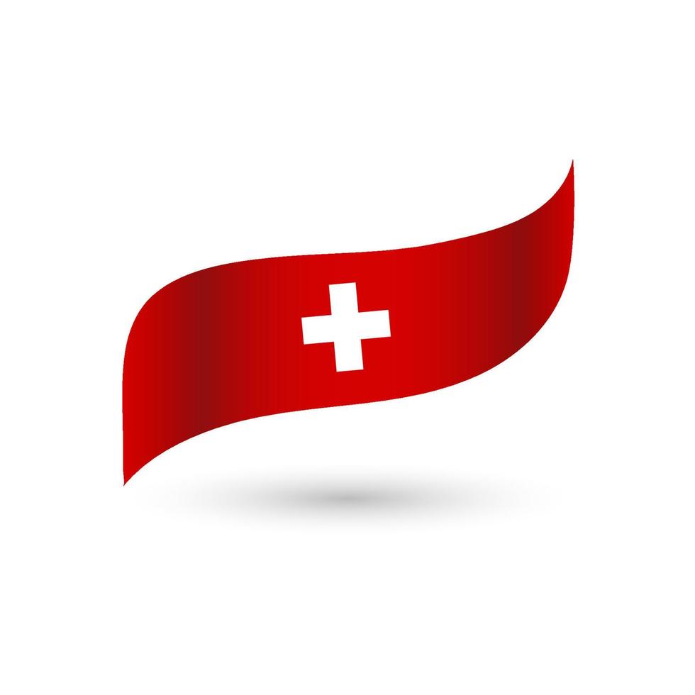 le nationale drapeau de Suisse une rouge drapeau vague écoulement battement avec une blanc traverser étiquette autocollant badge nationale isolé vecteur sur blanc Contexte