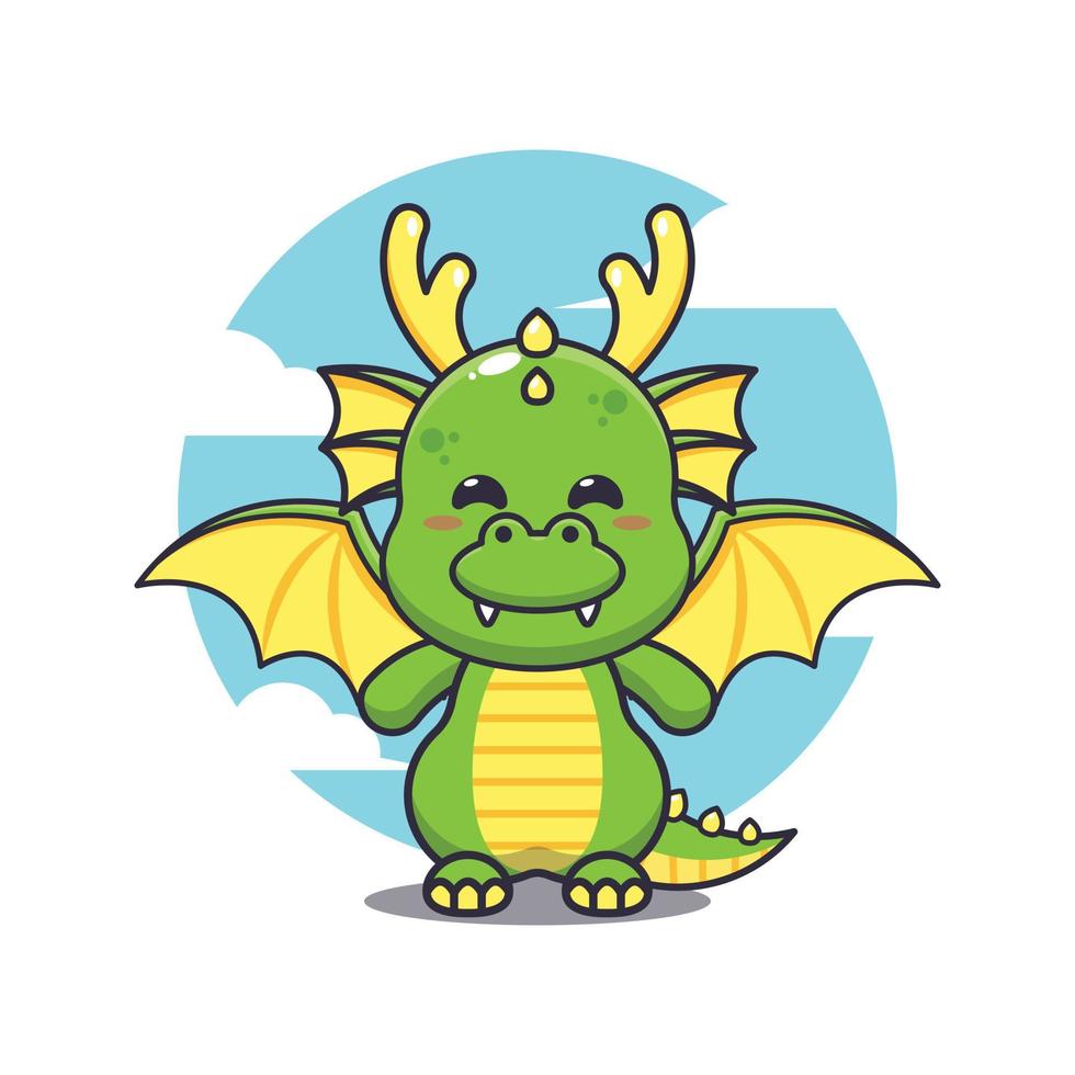 mignonne dragon mascotte dessin animé vecteur illustration. vecteur dessin animé illustration adapté pour affiche, brochure, la toile, mascotte, autocollant, logo et icône.