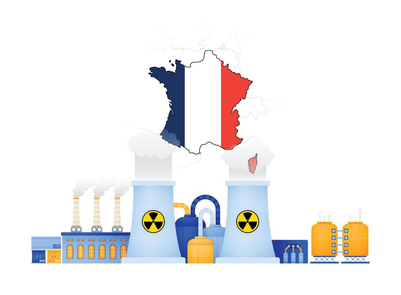 illustration conception de nucléaire campagne dans France fait du Moins carbone les émissions pour électricité énergie. zéro émission renouvelable nucléaire. pouvez être utilisé pour site Internet, publicité, affiche, brochure, prospectus vecteur