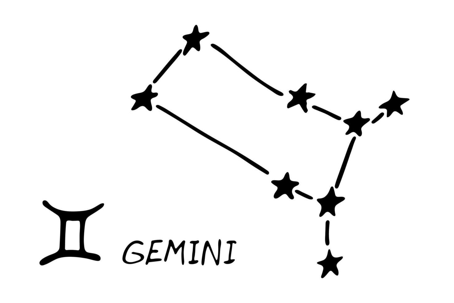 signe du zodiaque gémeaux dessiné à la main symbole ésotérique doodle élément clipart astrologie pour la conception vecteur