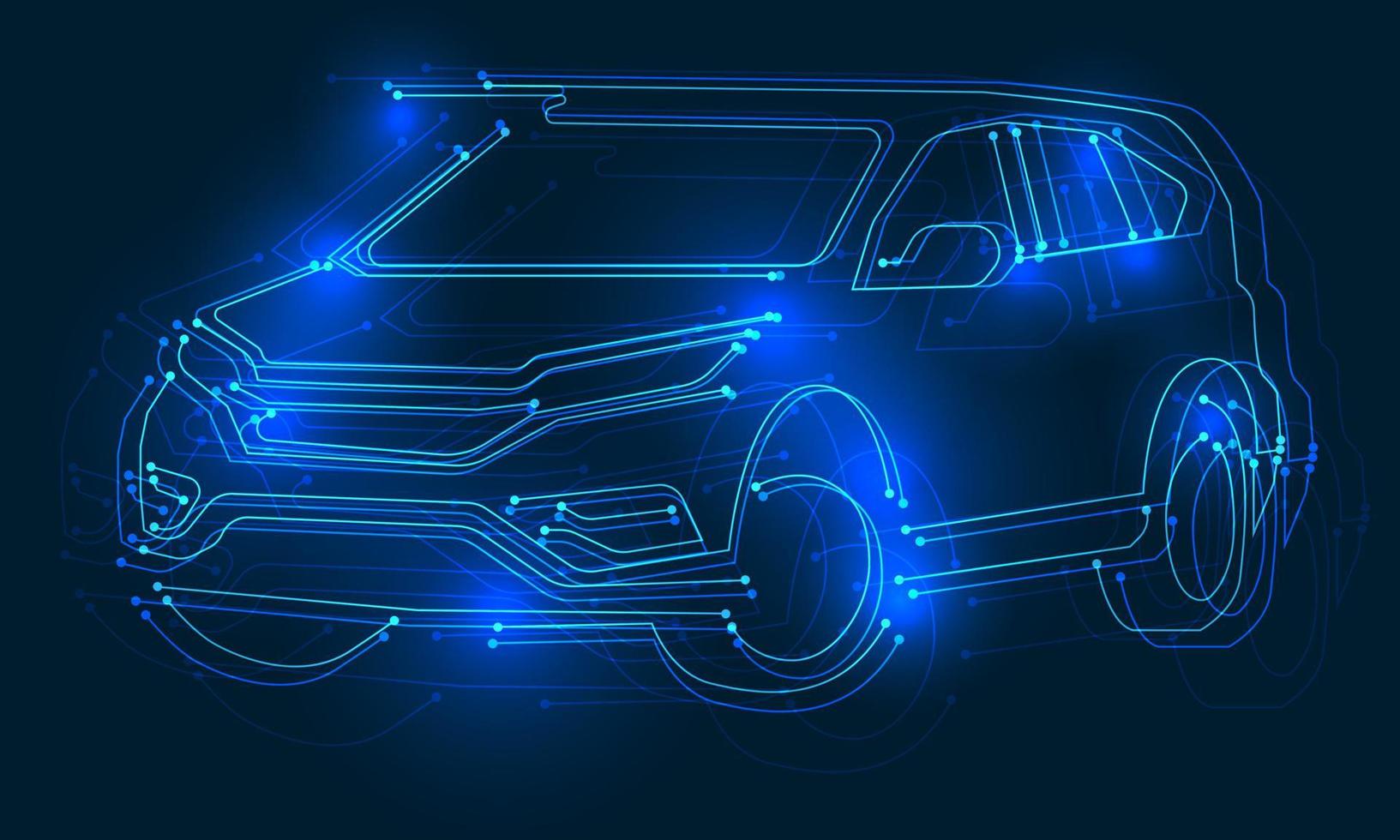 vecteur bleu ligne cyber circuit La technologie intelligent voiture concept futuriste conception moderne