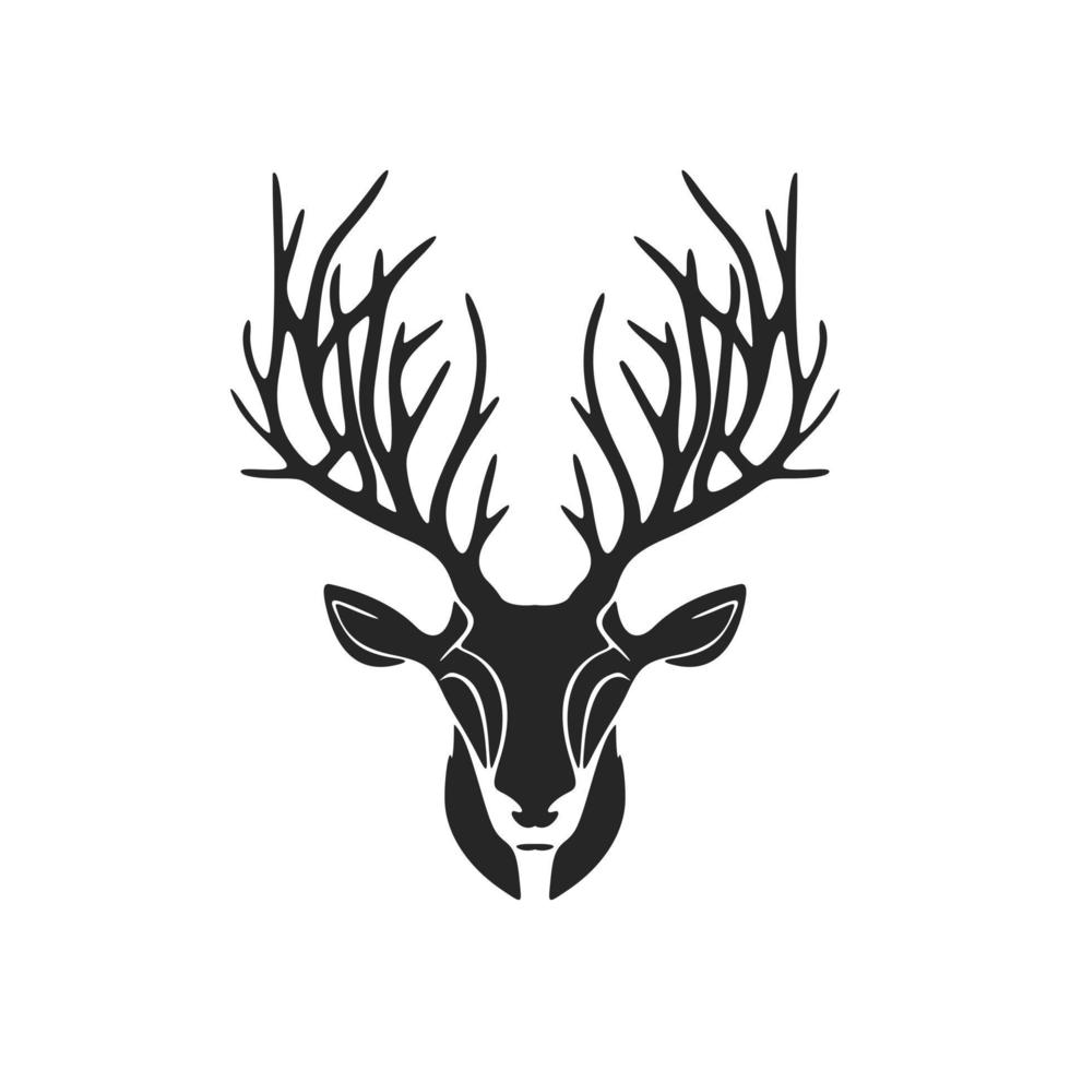 une gracieux Facile noir blanc vecteur logo de le cerf. isolé.