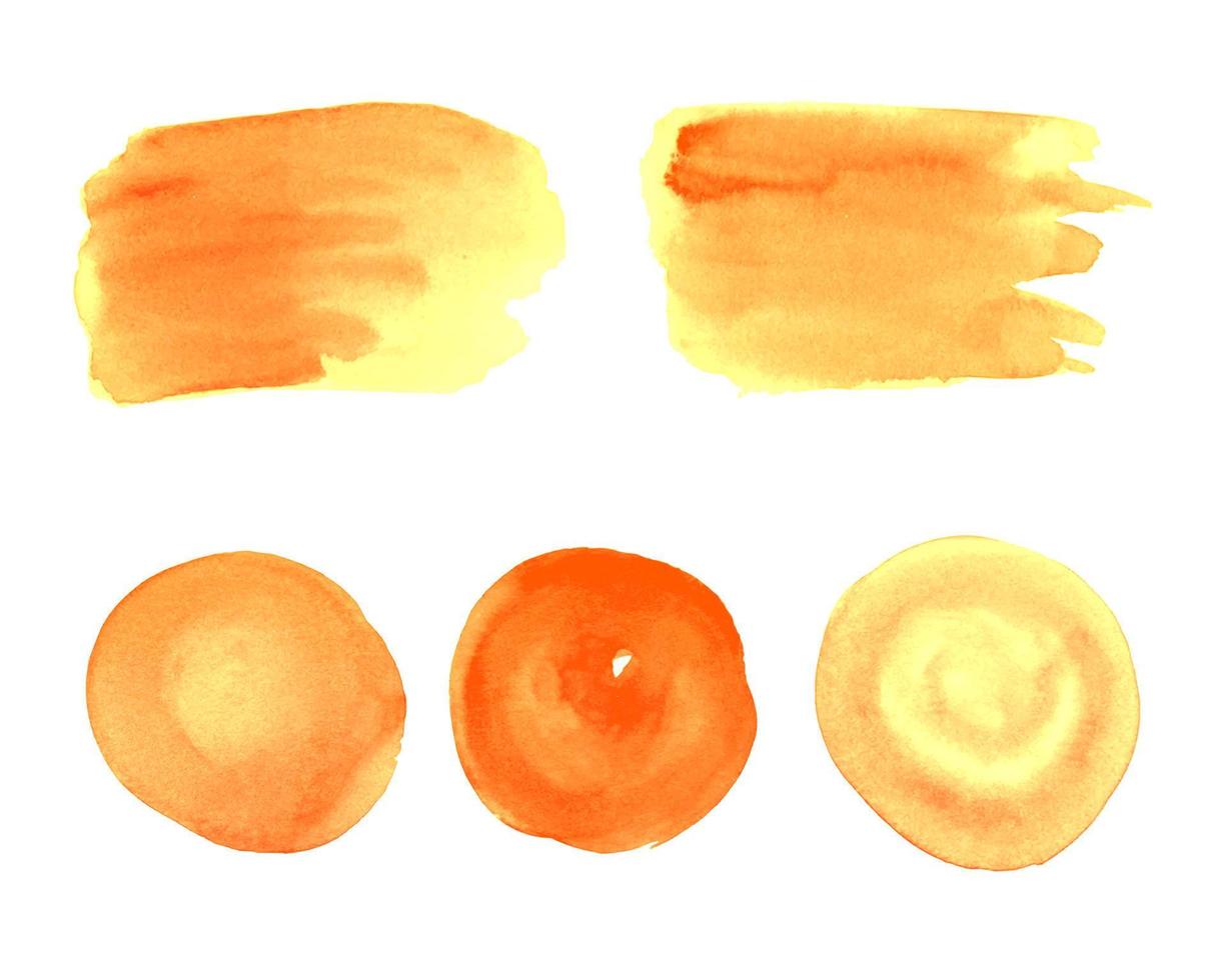 Orange Jaune or aquarelle cercles et brosse accident vasculaire cérébral pour conception. vecteur