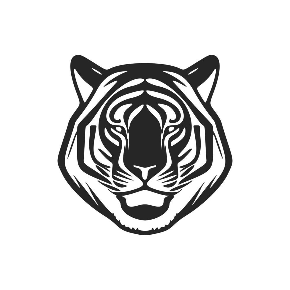 élégant noir blanc vecteur logo tigre. isolé.