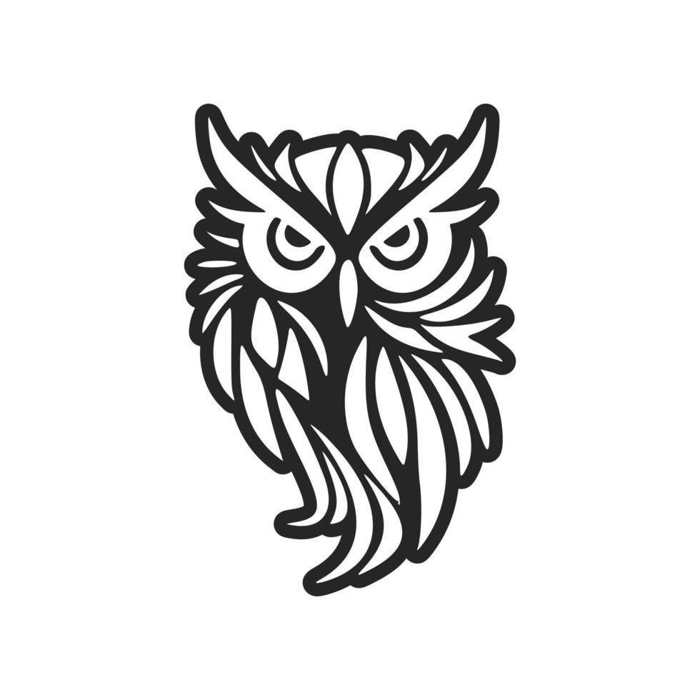 une gracieux Facile noir blanc vecteur logo de le hibou. isolé sur une blanc Contexte.