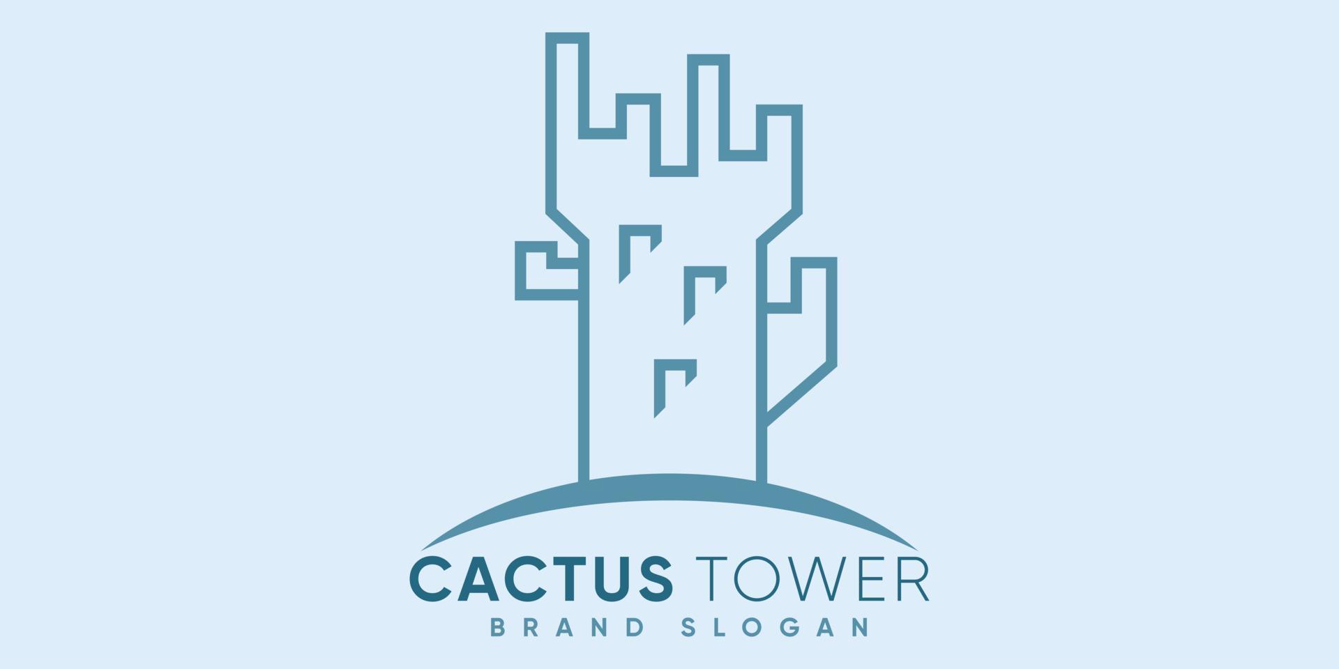 cactus la tour logo avec moderne conception prime vecteur