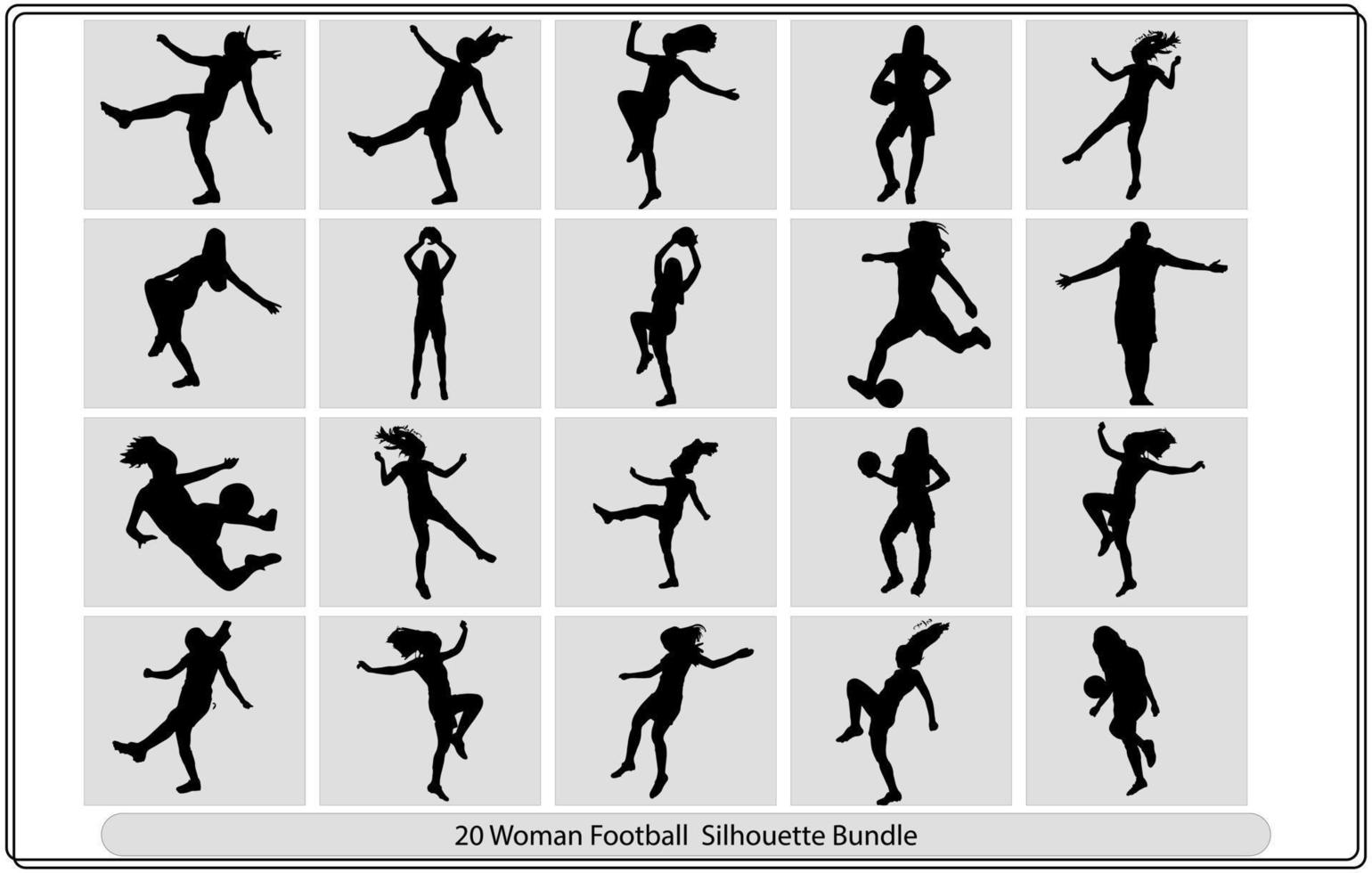 football féminin, silhouette sport vue de face, illustration vectorielle vecteur