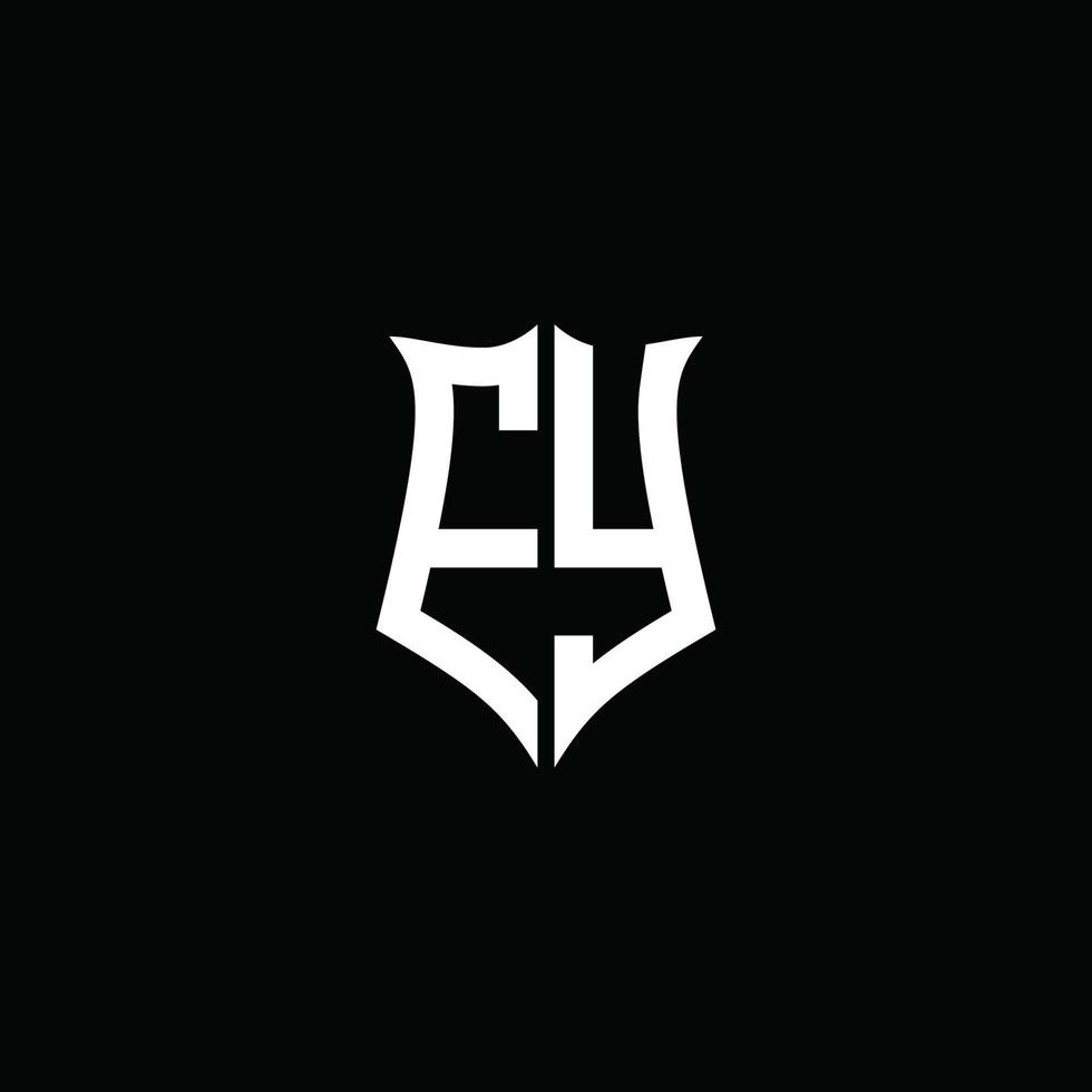 Ruban de logo de lettre monogramme ey avec style de bouclier isolé sur fond noir vecteur