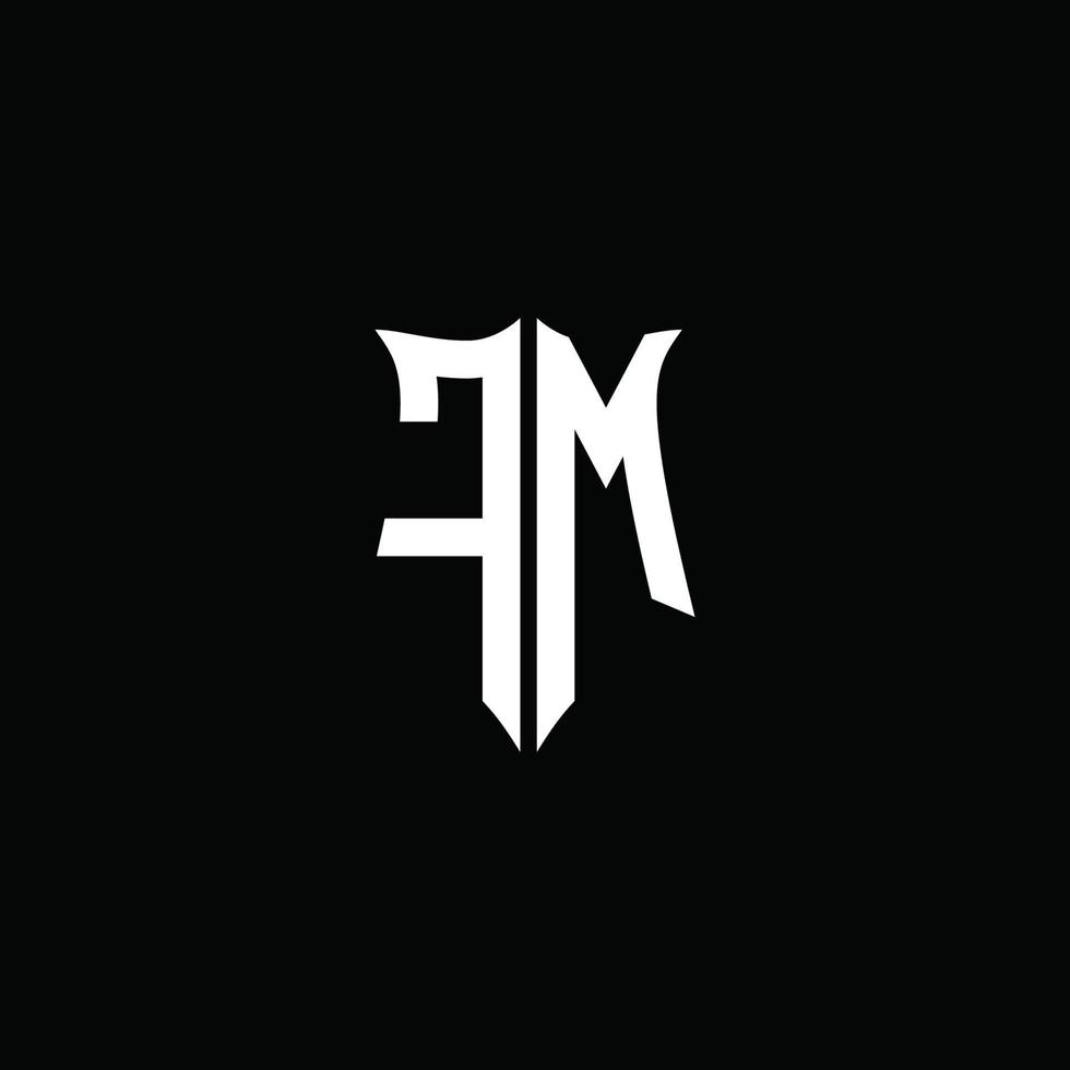 fm monogramme lettre logo ruban avec bouclier style isolé sur noir Contexte vecteur