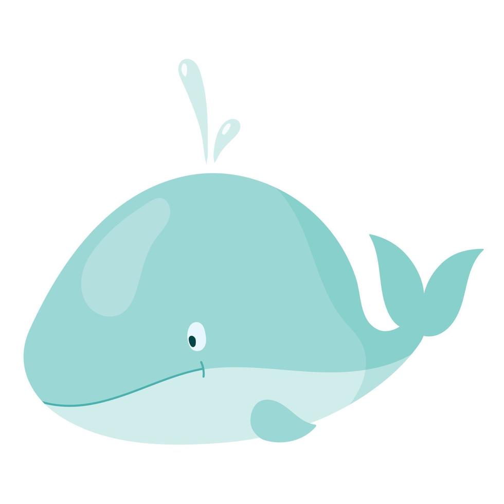 de bonne humeur dessin animé bleu baleine, vecteur isolé illustration.