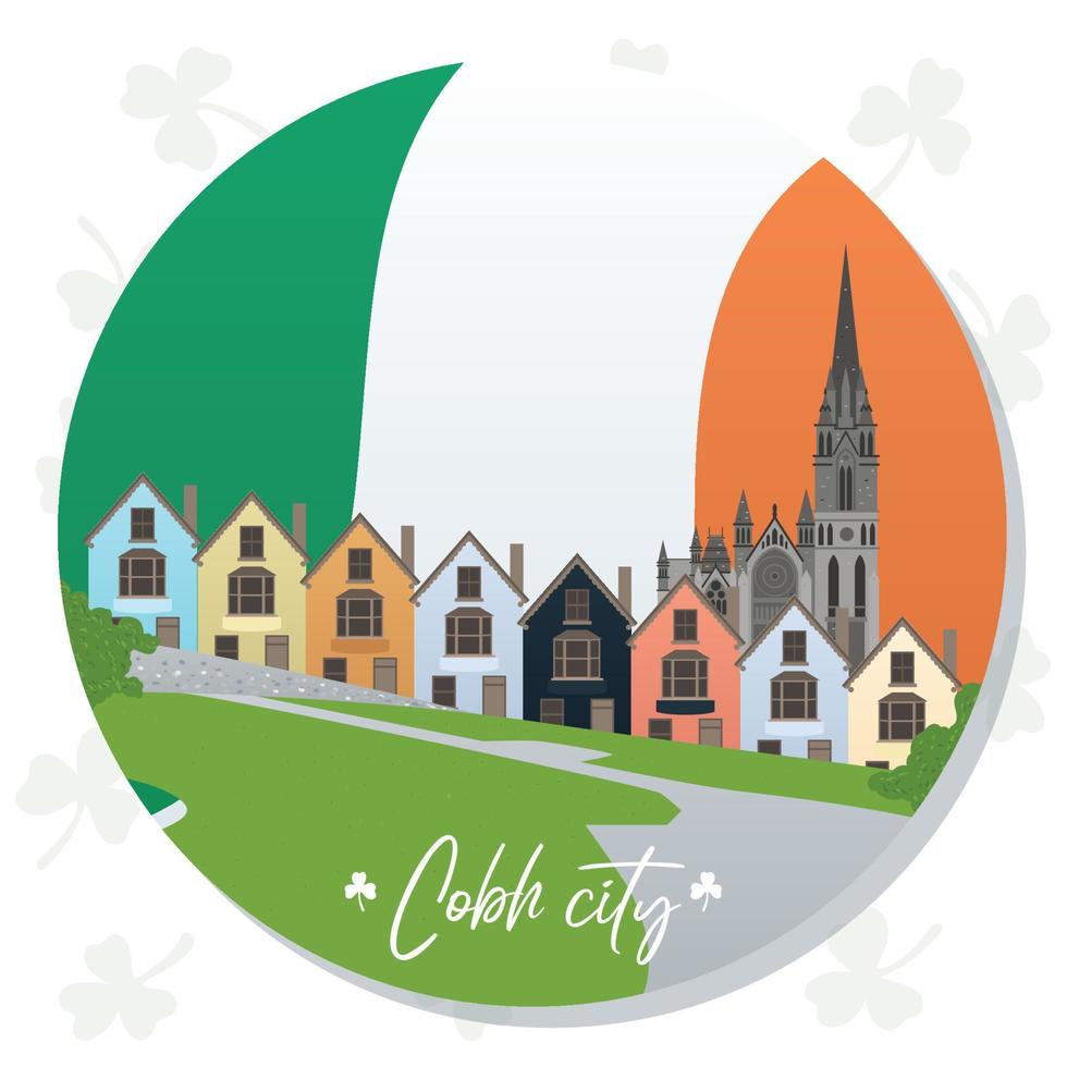 coloré irlandais ville paysage avec une temple Irlande vecteur