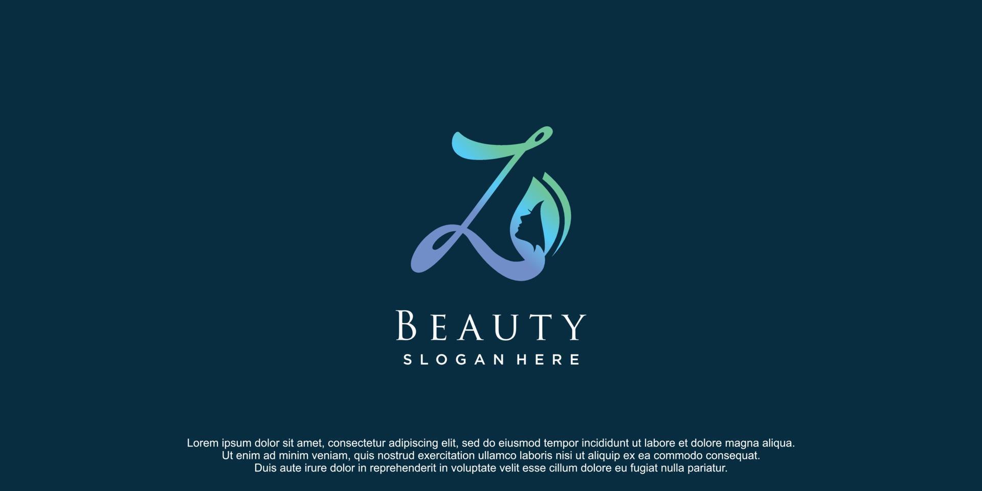 beauté femmes logo avec monogramme initiale z et la nature concept élément prime vecteur