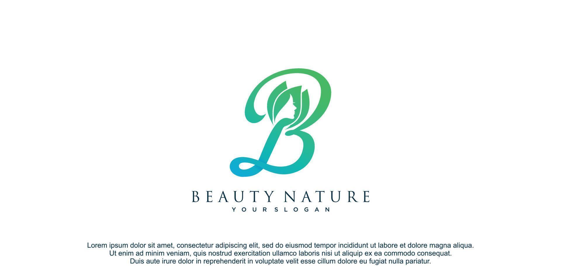 beauté femmes logo avec monogramme initiale b et la nature concept élément prime vecteur