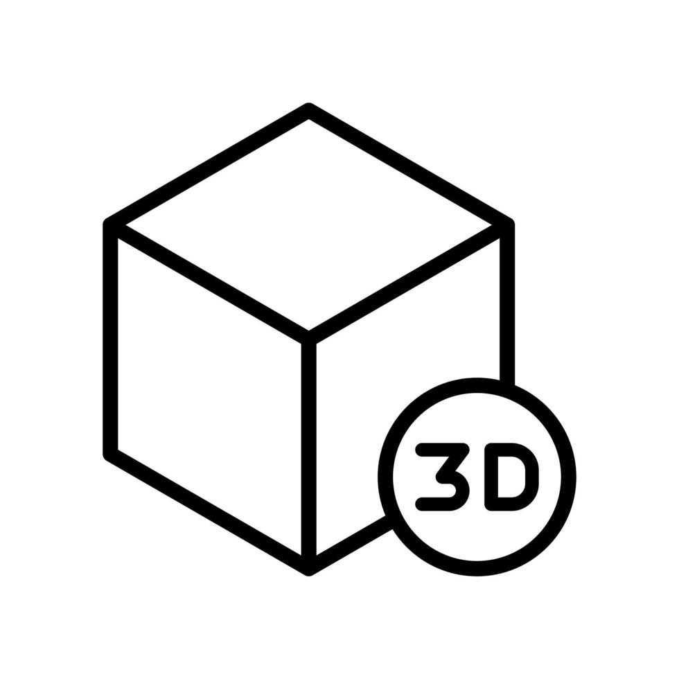 3d cube, 3d objet icône dans ligne style conception isolé sur blanc Contexte. modifiable accident vasculaire cérébral. vecteur