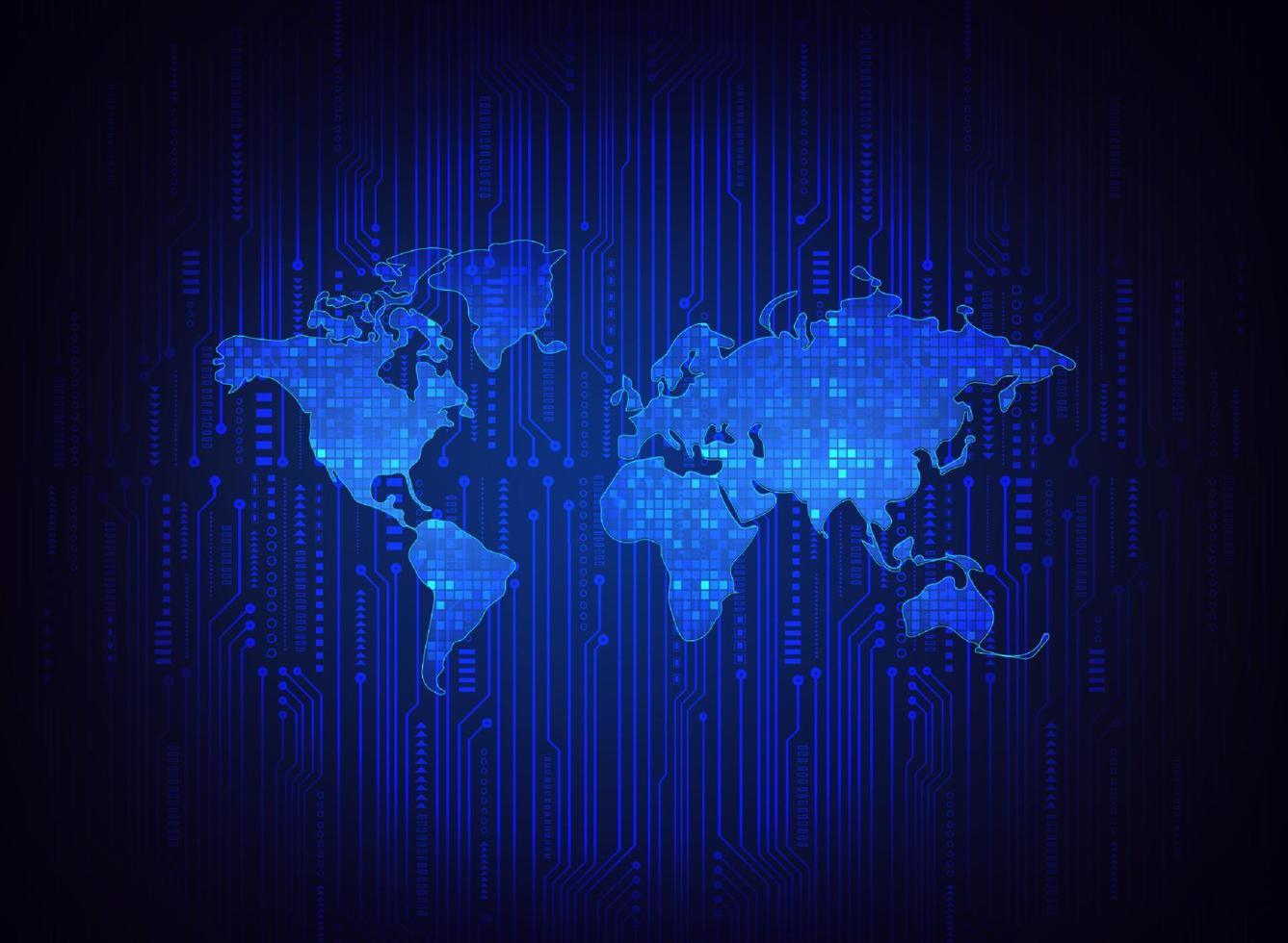 holographe de carte du monde moderne sur fond de technologie vecteur