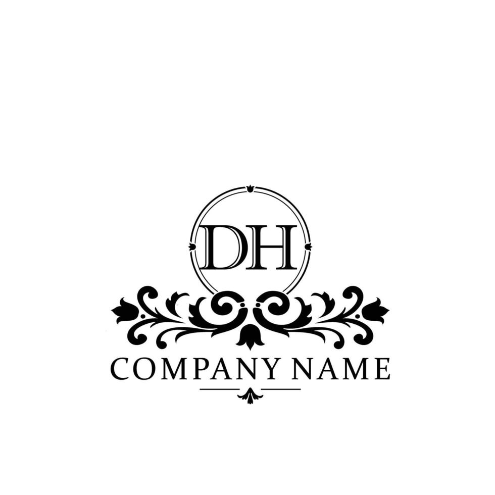 lettre dh floral logo conception. logo pour femmes beauté salon massage cosmétique ou spa marque vecteur