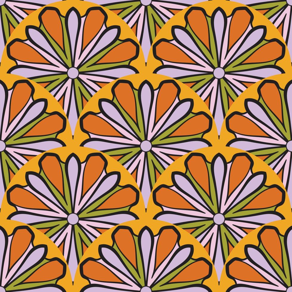 abstrait mandala poisson échelle sans couture modèle. ornemental tuile, mosaïque Contexte. floral patchwork infini carte. arabe, Indien, ottoman motifs. vecteur