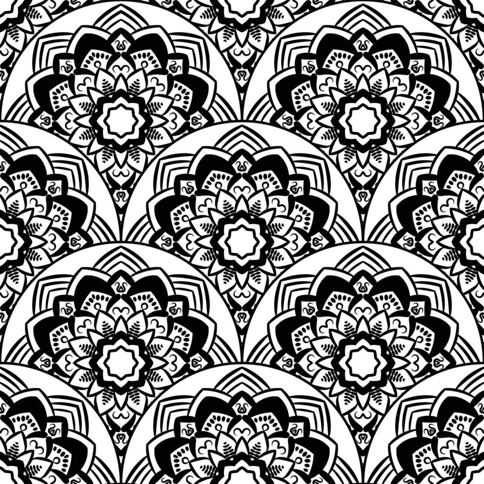 abstrait mandala poisson échelle sans couture modèle. ornemental tuile, mosaïque Contexte. floral patchwork infini carte. arabe, Indien, ottoman motifs. vecteur