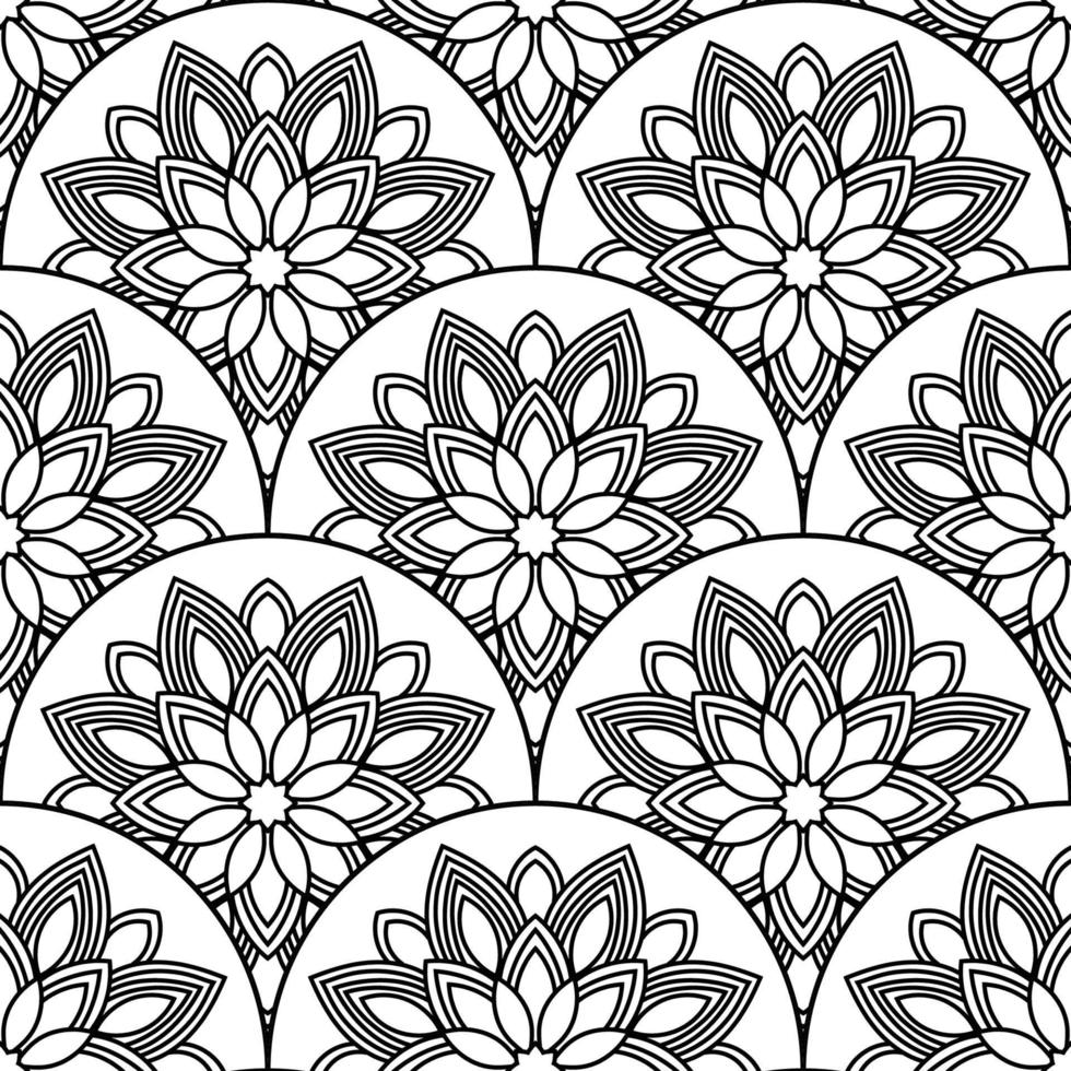 abstrait mandala poisson échelle sans couture modèle. ornemental tuile, mosaïque Contexte. floral patchwork infini carte. arabe, Indien, ottoman motifs. vecteur