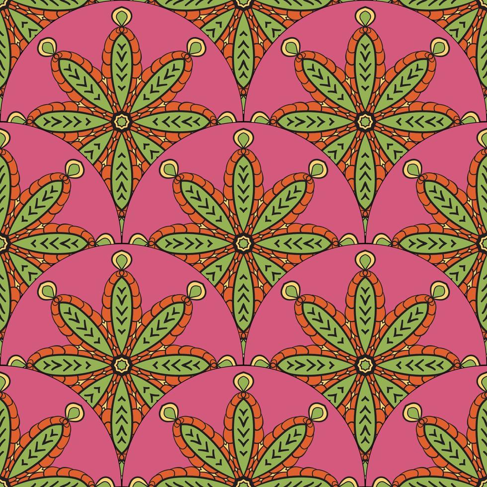 abstrait mandala poisson échelle sans couture modèle. ornemental tuile, mosaïque Contexte. floral patchwork infini carte. arabe, Indien, ottoman motifs. vecteur