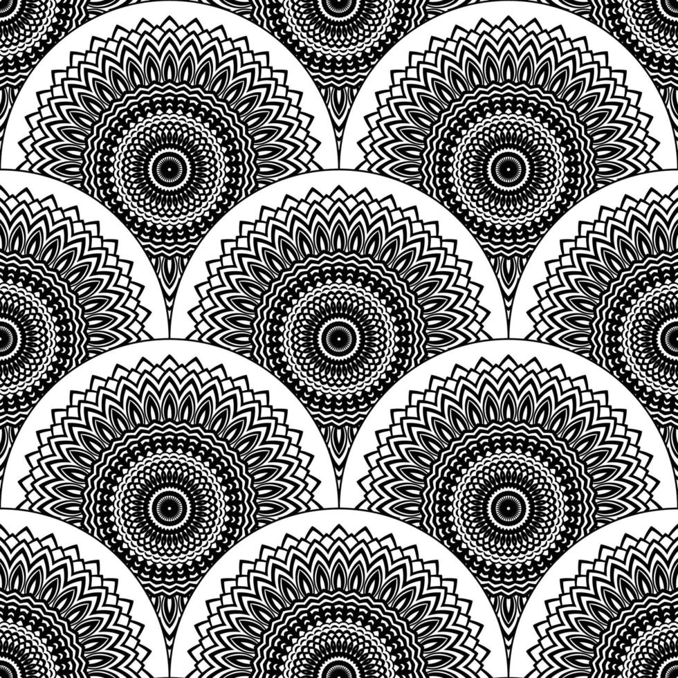 abstrait mandala poisson échelle sans couture modèle. ornemental tuile, mosaïque Contexte. floral patchwork infini carte. arabe, Indien, ottoman motifs. vecteur