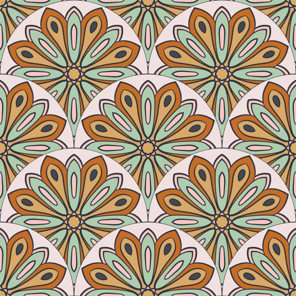 abstrait mandala poisson échelle sans couture modèle. ornemental tuile, mosaïque Contexte. floral patchwork infini carte. arabe, Indien, ottoman motifs. vecteur