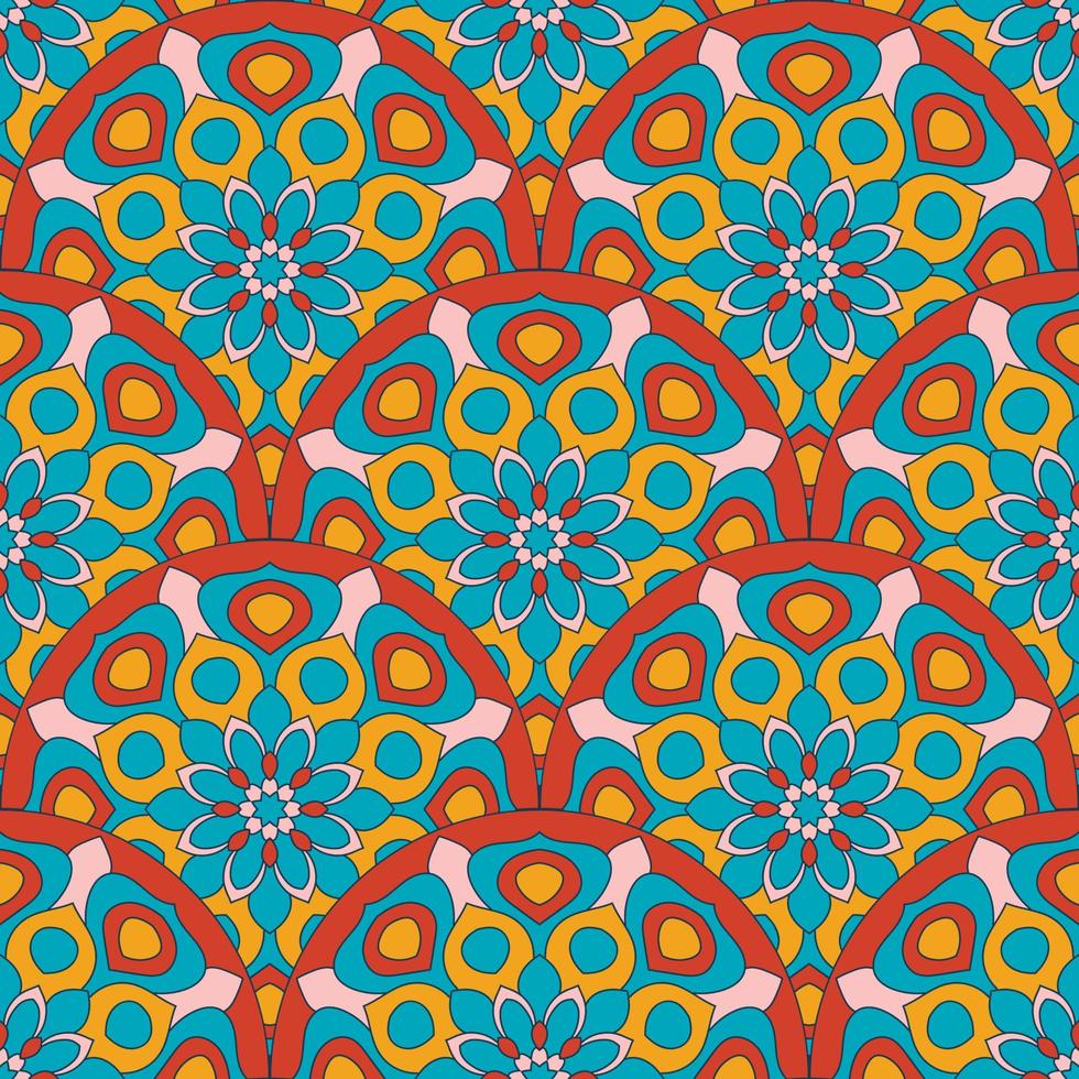 abstrait mandala poisson échelle sans couture modèle. ornemental tuile, mosaïque Contexte. floral patchwork infini carte. arabe, Indien, ottoman motifs. vecteur