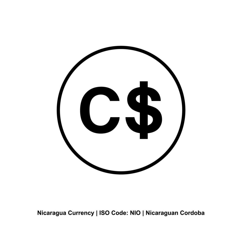 Nicaragua monnaie, nicaraguayen Cordoue icône, nio signe. vecteur illustration