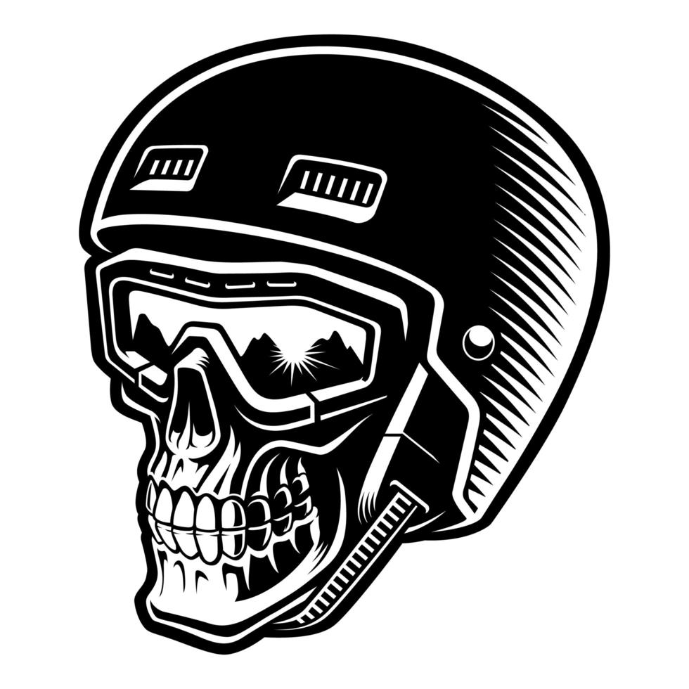 illustration vectorielle noir et blanc d & # 39; un crâne de skieur vecteur