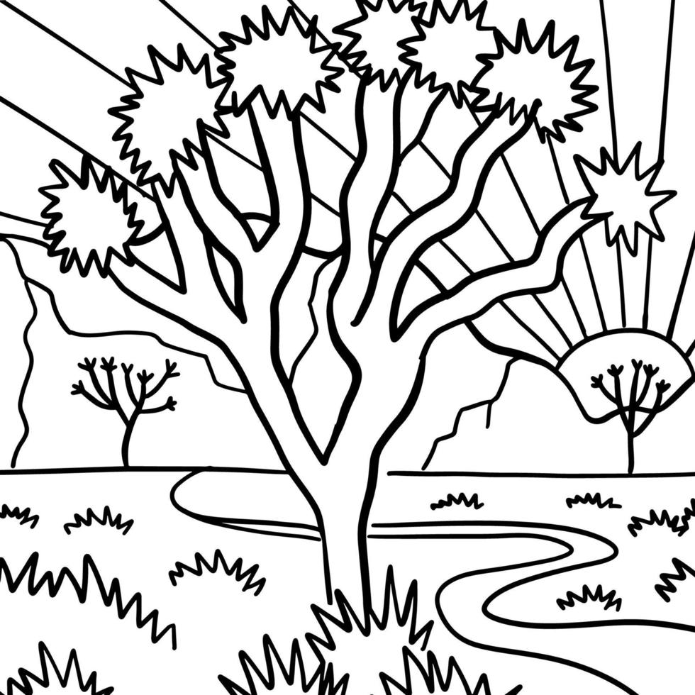 coloration page - noir linéaire main tiré Joshua arbre. minimaliste ligne art de Arizona paysage. désert ambiance ligne art imprimer. vecteur ligne illustration de américain sud-ouest.