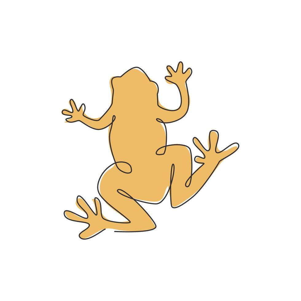 un seul dessin de grenouille mignonne pour l'identité du logo de l'entreprise. concept d'icône d'animaux amphibiens. illustration graphique de conception de vecteur de dessin de ligne continue à la mode