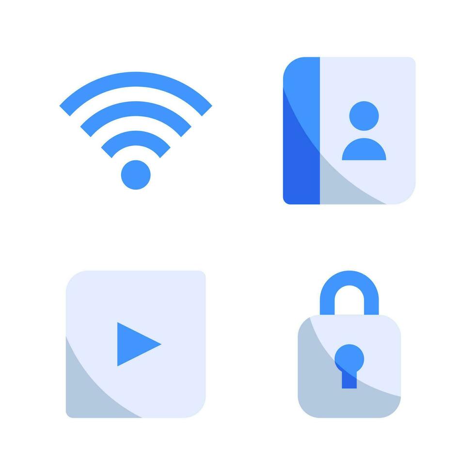 utilisateur interface Icônes ensemble. Wifi signal, contact livre, jouer, cadenas. parfait pour site Internet mobile application, app Icônes, présentation, illustration et tout autre projets vecteur