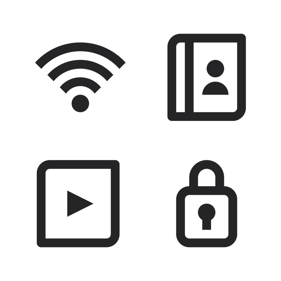 utilisateur interface Icônes ensemble. Wifi signal, contact livre, jouer, cadenas. parfait pour site Internet mobile application, app Icônes, présentation, illustration et tout autre projets vecteur