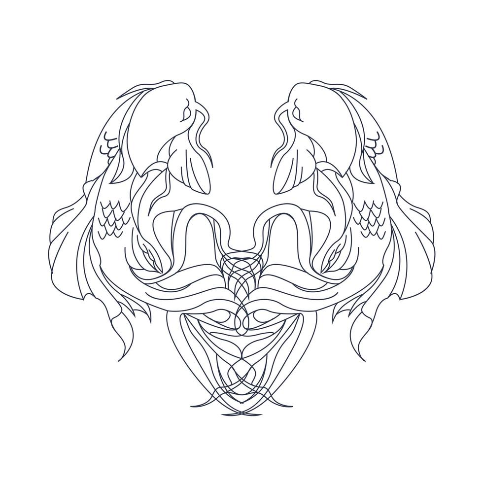illustration vectorielle dessinés à la main d'ambigramme de poisson vecteur