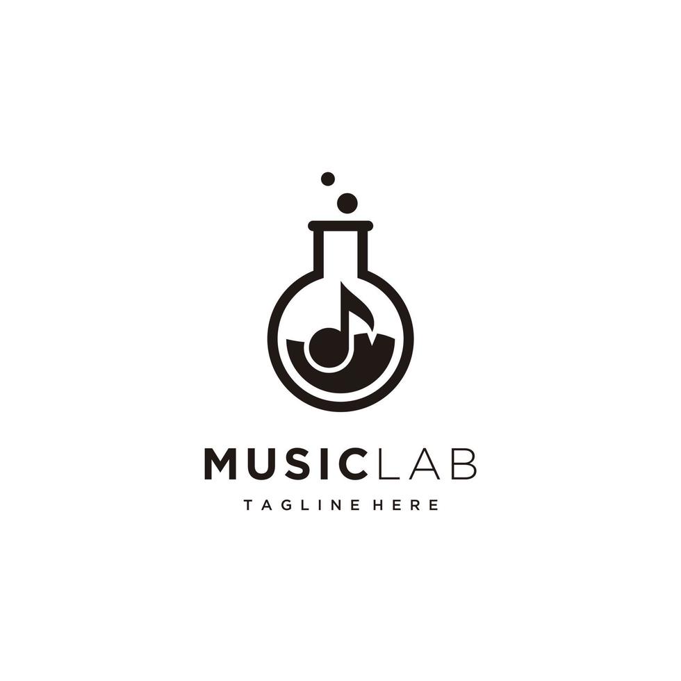 les laboratoires de musique notent le vecteur d'icône de conception de logo minimaliste