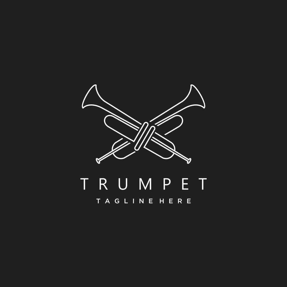 musical instrument trompette minimaliste ligne art logo conception icône vecteur