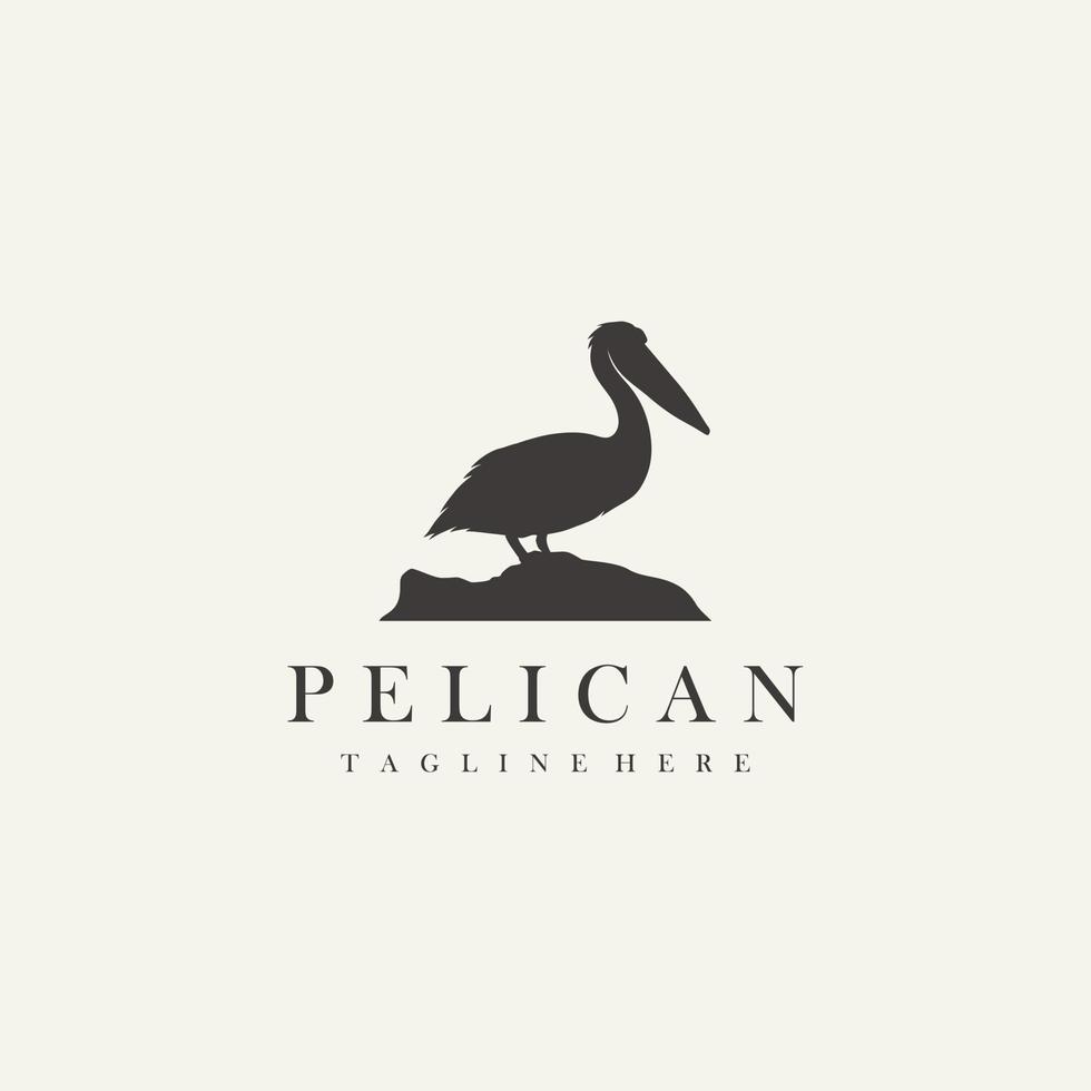 pélican oiseau silhouette logo conception vecteur illustration