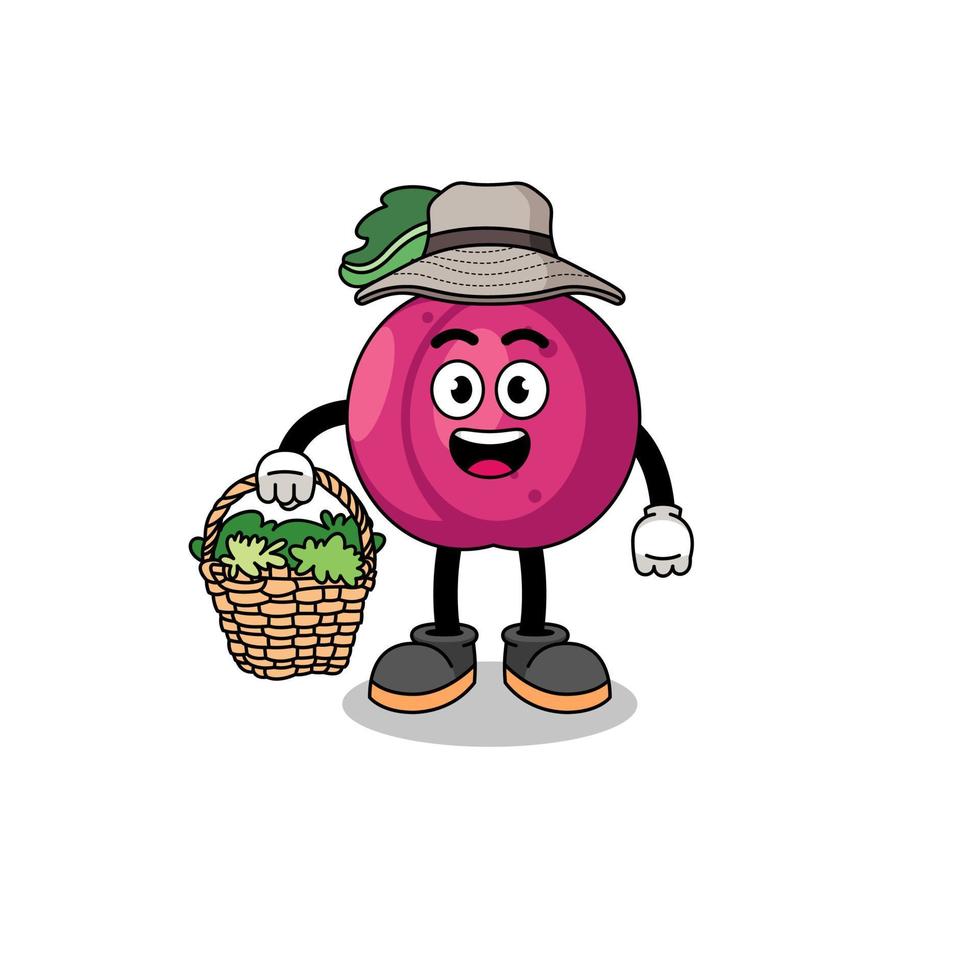 personnage illustration de prune fruit comme une herboriste vecteur