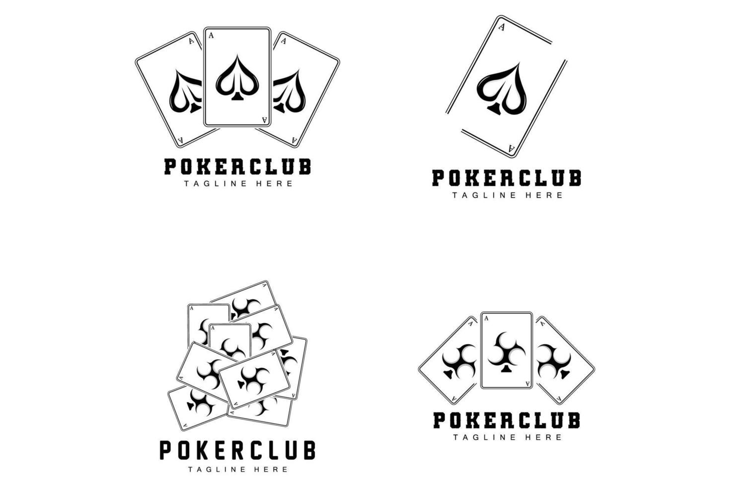 logo de carte de casino de poker, icône de carte de diamant, coeurs, piques, as. conception de club de poker de jeu de hasard vecteur