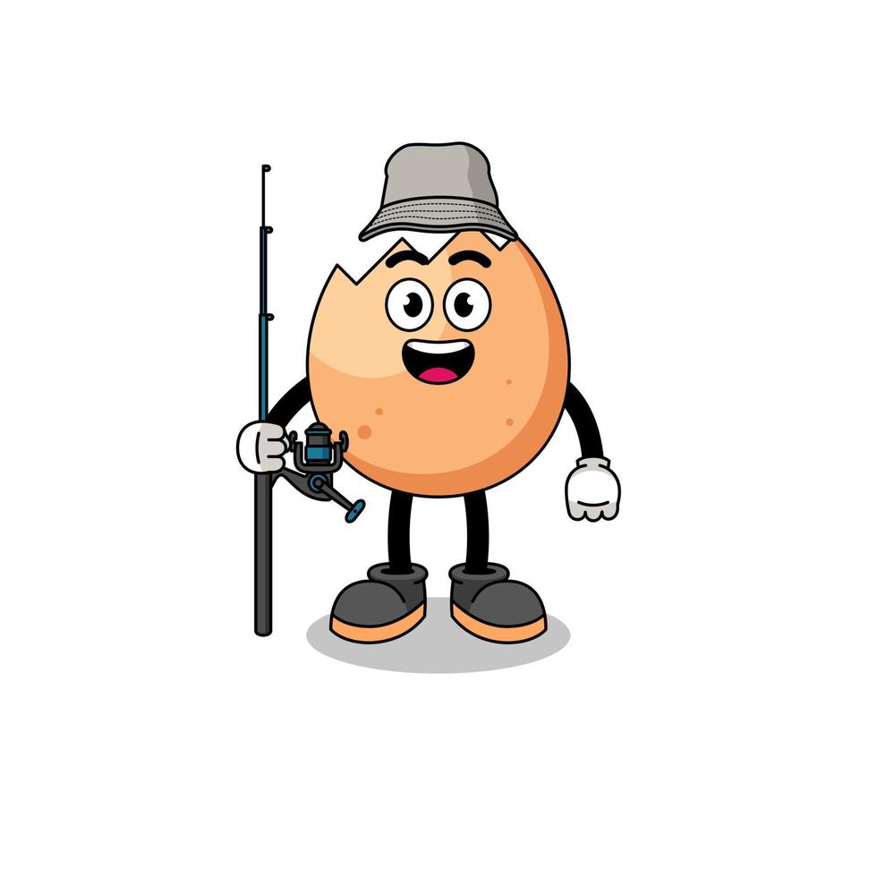 mascotte illustration de fissuré Oeuf pêcheur vecteur